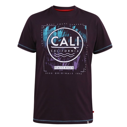 D555 Nova Cali Surf bedrucktes T-Shirt mit Rundhalsausschnitt Pflaume